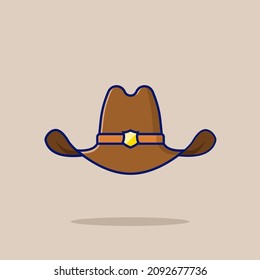 Sheriff hat cartoon style icon illustration. Object icon concept isolated vector. Cartoon style.