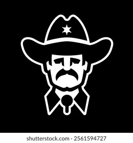 Sheriff in a hat, logo on a dark background.