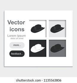 Sheriff hat placed on web page template flat vector icon.