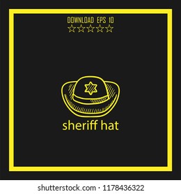 sheriff hat  sketch vector icon