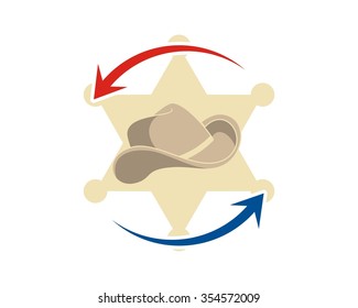 sheriff hat star badge logo icon vector