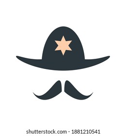 sheriff hat vector flat icon