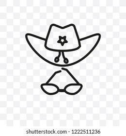 Sheriff Hat vector linear icon isolated on transparent background, Sheriff Hat transparency concept can be used for web and mobile