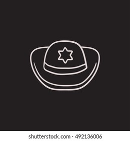 Sheriff hat vector sketch icon isolated on background. Hand drawn Sheriff hat icon. Sheriff hat sketch icon for infographic, website or app.
