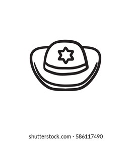 Sheriff hat vector sketch icon isolated on background. Hand drawn Sheriff hat icon. Sheriff hat sketch icon for infographic, website or app.