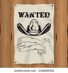 sheriff hat in wanted label poster