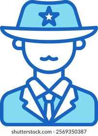 Sheriff Icon Blue Vector Illustration