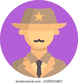 Sheriff Icon Fill Vector Illustration