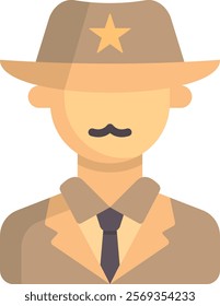 Sheriff Icon Flat Vector Illustration