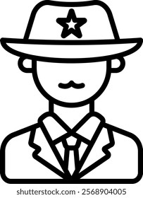 Sheriff Icon Line Vector Illustration