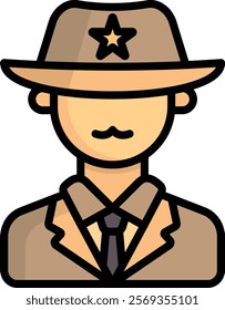 Sheriff Icon Lineal Color Vector Illustration