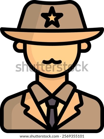 Sheriff Icon Lineal Color Vector Illustration