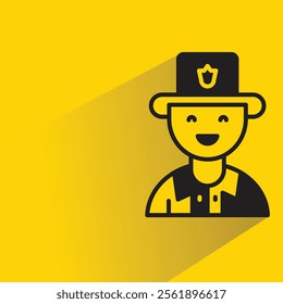 sheriff icon with shadow on yellow background