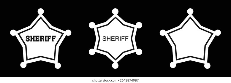 Vetor de ícones do xerife. Sinal de ilustração policial. Símbolo da lei.