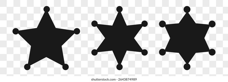Vetor de ícones do xerife. Sinal de ilustração policial. Símbolo da lei.