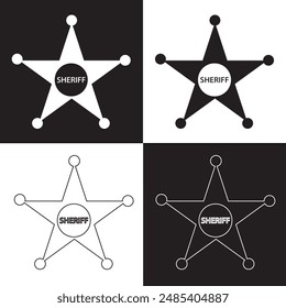 Sheriff icon vector set. Police illustration sign collection. law symbol. isolated on white and black background. EPS 10