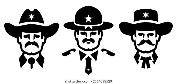 Sheriff. Logo set. Vector illustration.