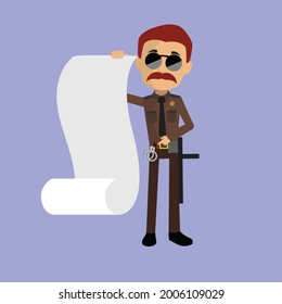 Sheriff with Long list Flat Vector Cartoon Illustration