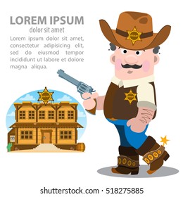 Sheriff. A man in 19th century law enforcement suit of the . Wild West characters and objects.