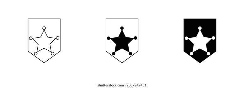 Sheriff Medal Outline Icon with badge on white background eps 10.