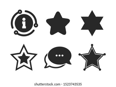 Sheriff police sign. Chat, info sign. Star of David icons. Symbol of Israel. Classic style speech bubble icon. Vector