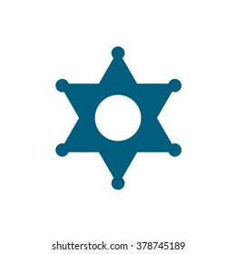 Sheriff police star. Vector icon blue
