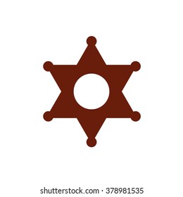 Sheriff police star. Vector icon brown
