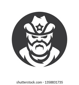 Sheriff Policeman Vector silhouette sign.
