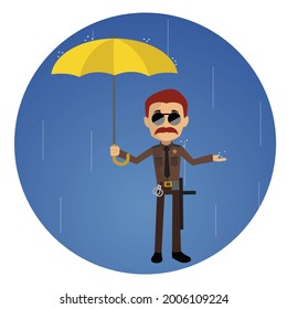 Sheriff in Regenflatter Vektorgrafik Illustration