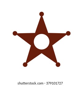 Sheriff ranger star. Vector icon brown
