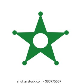 Sheriff ranger star. Vector icon green
