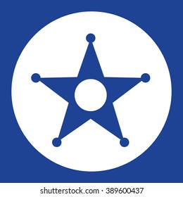 Sheriff ranger star. Vector icon blue and white
