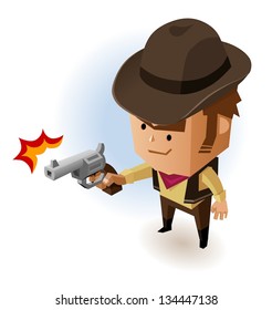 Alguacil con Revolver. Ilustración vectorial