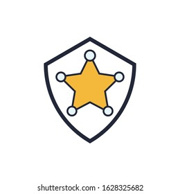 Sheriff s Badge vector icon for sheriffs star, western, police, deputy, authority concept flat style on white background.