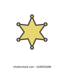 Sheriff s Badge vector icon for sheriffs star, western, police, deputy, authority concept flat style on white background