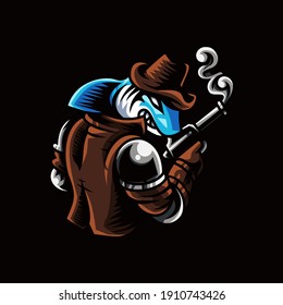 Sheriff Shark mascot for esport and sport team logo Premium Vector