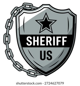 Sheriff silbernes Schild Vektorgrafik auf weißem Hintergrund geeignet für amerikanische Justiz Emblem Strafverfolgung und Sicherheit thematischen Kunstwerk