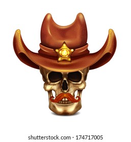 Sheriff Skull In Cowboy Hat