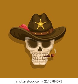 Sheriff skull mascot cartoon vector