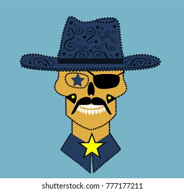 Sheriff skull vector, cool ornament vector illustration 