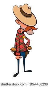 The Sheriff Standing and Ready to Duel with Gun Cartoon Vector
