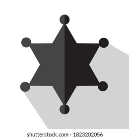 sheriff star or badge, black and white, vector illustration