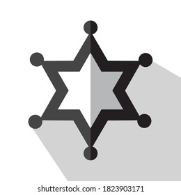 sheriff star or badge, black and white, vector illustration