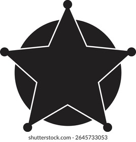 Ícone plano do selo de estrela do xerife. Símbolo da Polícia de Segurança isolado em fundo transparente. Retro vintage xerife estrela ilustração vetor.