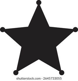 Ícone plano do selo de estrela do xerife. Símbolo da Polícia de Segurança isolado em fundo transparente. Retro vintage xerife estrela ilustração vetor.