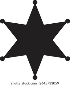 Ícone plano do selo de estrela do xerife. Símbolo da Polícia de Segurança isolado em fundo transparente. Retro vintage xerife estrela ilustração vetor.