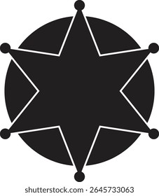 Ícone plano do selo de estrela do xerife. Símbolo da Polícia de Segurança isolado em fundo transparente. Retro vintage xerife estrela ilustração vetor.