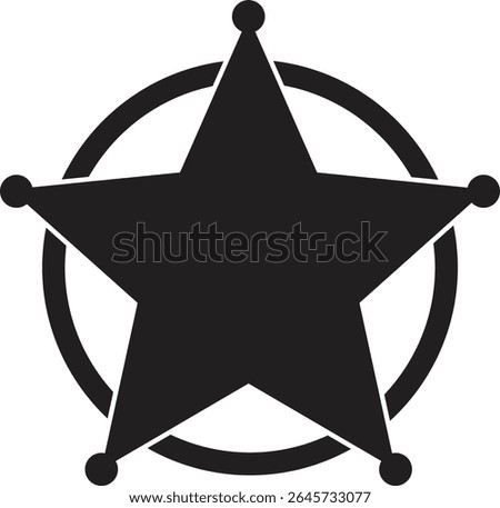 Sheriff star badge flat icon. Security Police symbol isolated on transparent background. Retro vintage sheriff star vector illustration.