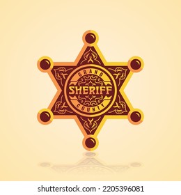 Sheriff Star Badge With Golden Ornaments Grand County Texas