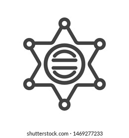 Sheriff star badge outline icon. Vector illustration.